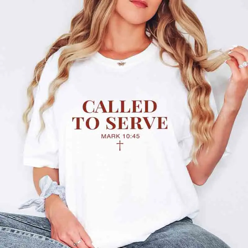 Called to Serve T-Shirt Unisex Crewneck Jesus Faith Tee Shirt  Cotton