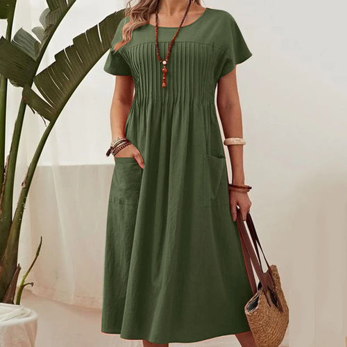 ZANZEA Fashion Summer Women Party Holiday Sundress Elegant O Neck